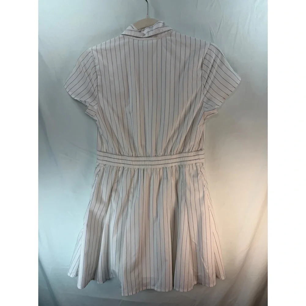 Abercrombie Kids White Blue Striped Short Sleeve Button Front Shirt Dress 13/14